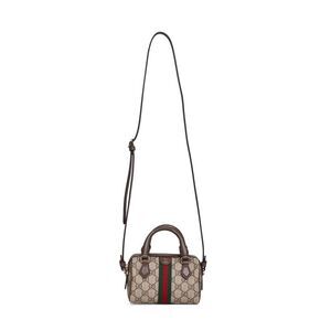 Gucci Women Beige And Dark Brown Ophidia Mini Boston Bag